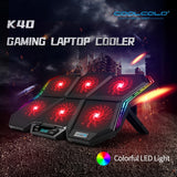 Coolcold gaming RGB laptop cooler 12-17 inch Led Screen Laptop cooling pad Notebook cooler stand with Six Fan and 2 USB Ports