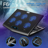 Coolcold 7 Adjustable Heights Six High Speed Fans Strong Cooling Gaming Laptop Cooler with LED Screen