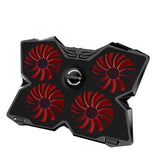 COOLCOLD Four Fans Laptop Cooling Pad Notebook Stand LED Light 2 USB Type Fit For 12-17inch Notebook Gaming Daily Use