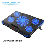 COOLCOLD Adjustable Angles Laptop Cooler Ergonomic Notebook Cooling Pad With Five Led Fan For 11'' 15.6'' 17''Notebook Tablet PC