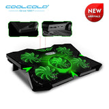 COOLCOLD Gaming Laptop Cooler Cooling Pad Five Fans With Led Light For 12'' 14'' 15.6'' 17'' Tablet Laptop Notebook USB Cooler