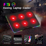 Coolcold RGB Lighting Gaming Style 6 Fans LED Screen 12-15.6inch Laptop Cooling Pad  With Mobile Phone Holder