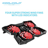 Coolcold Laptop Cooler Laptop Cooling Pad Laptop Fan Cooler Notebook Adjustable Speed with 4 Fans for 14&quot;-17&quot; Laptop