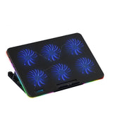 Coolcold RGB Light Base Cooler Notebook Six LED Fan 10-15.6 Inch Gaming Laptop Cooler Cooling Pad With Phone Holder