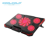 COOLCOLD Laptop Cooling Pad 2 USB 5 Fan Gaming Led Light Notebook Cooler For 12-17inch Laptop Macbook